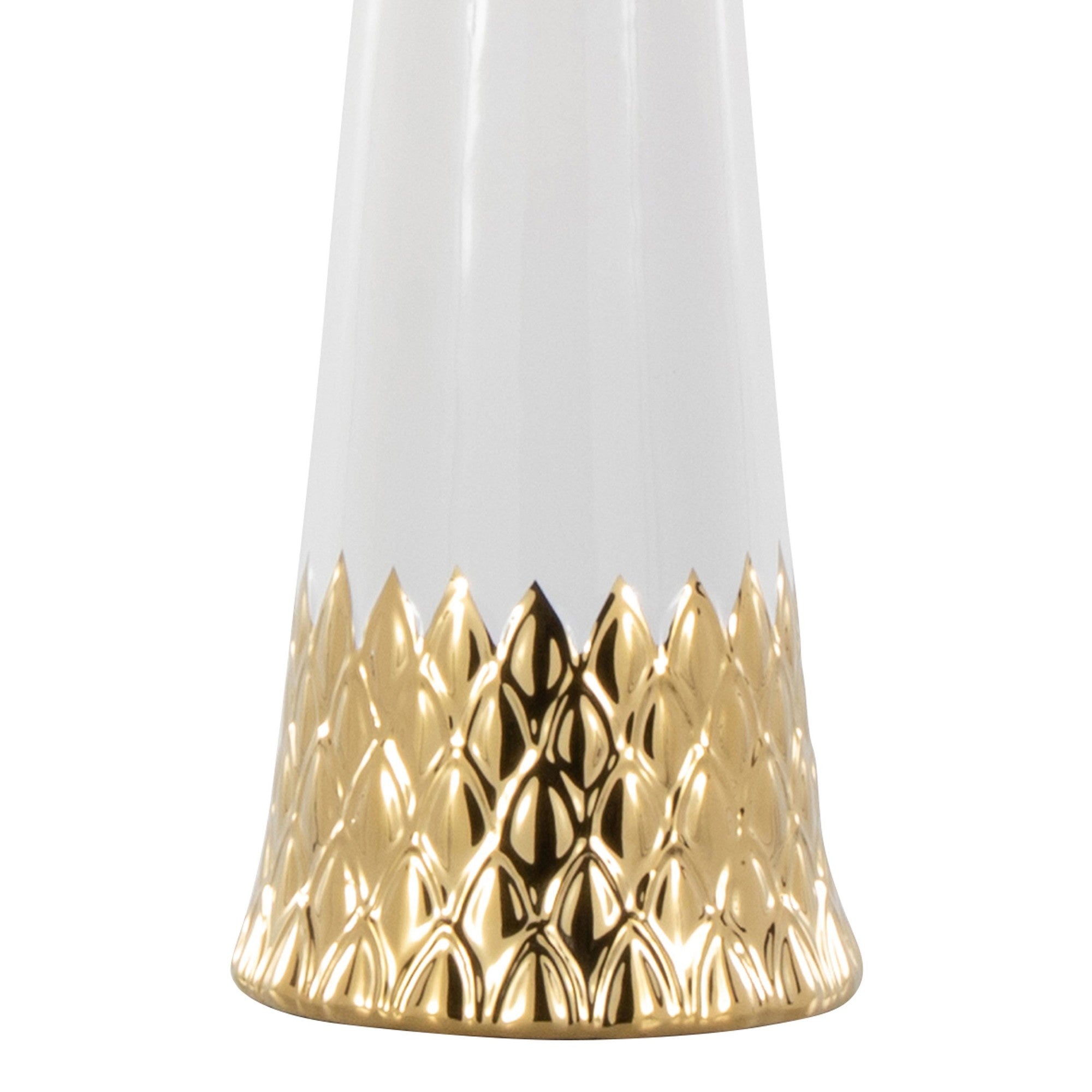 Penelope 22" Ceramic Table Lamp - White & Gold Ceramic Body, White Shade
