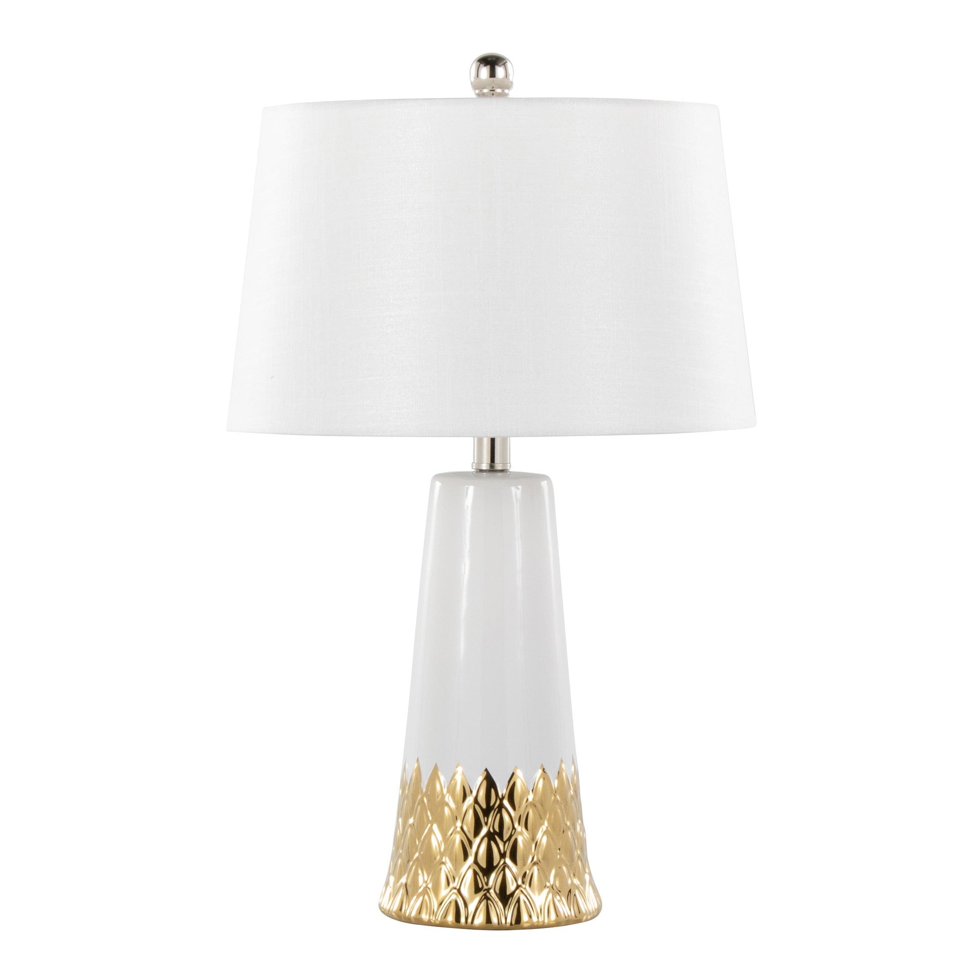 Penelope 22" Ceramic Table Lamp - White & Gold Ceramic Body, White Shade