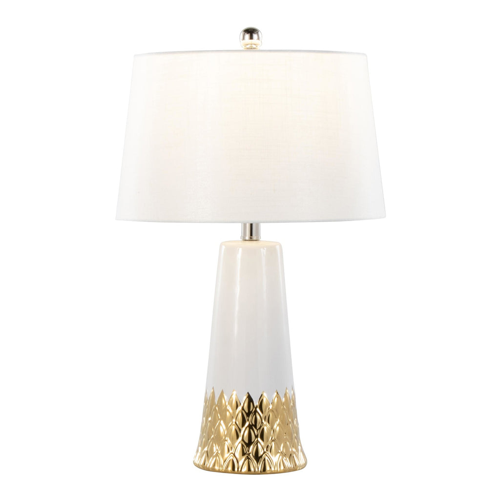 Penelope 22" Ceramic Table Lamp - White & Gold Ceramic Body, White Shade