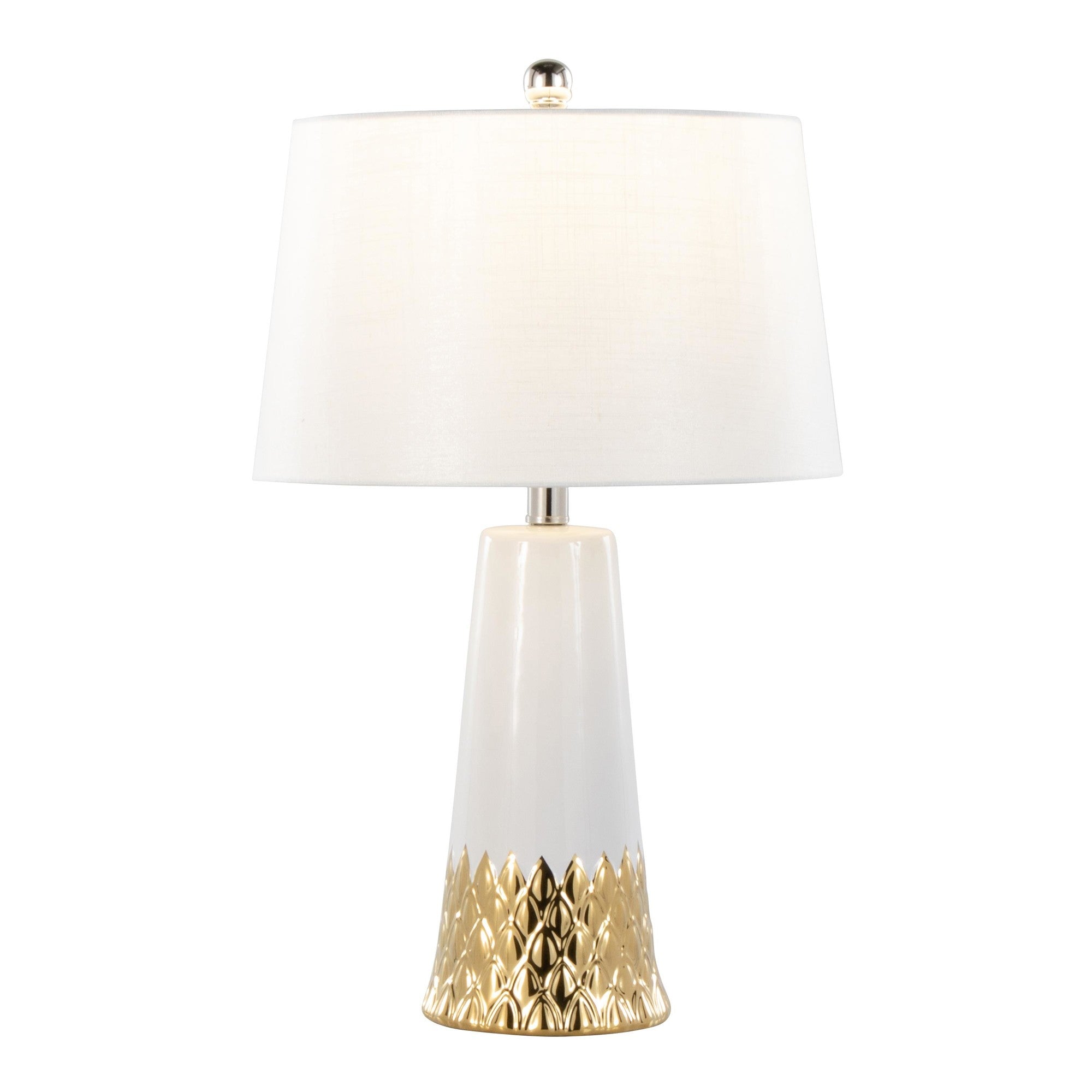 Penelope 22" Ceramic Table Lamp - White & Gold Ceramic Body, White Shade