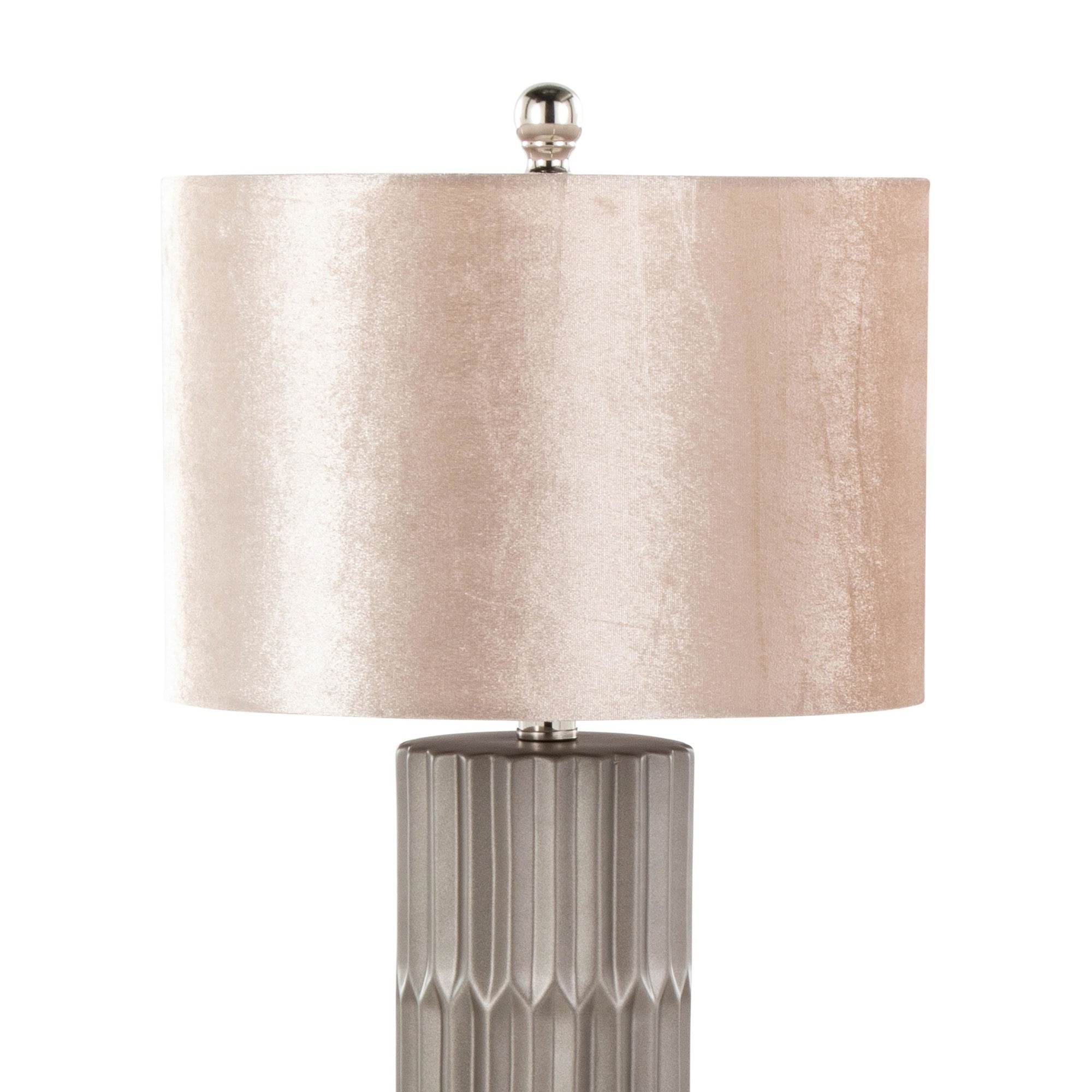 Tania 22" Ceramic Table Lamp - Brown & Metallic Brown Ceramic Body, Champagne Shade