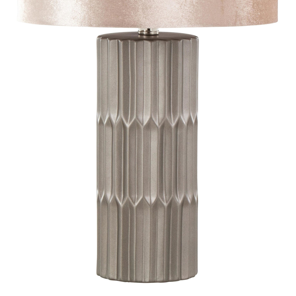 Tania 22" Ceramic Table Lamp - Brown & Metallic Brown Ceramic Body, Champagne Shade