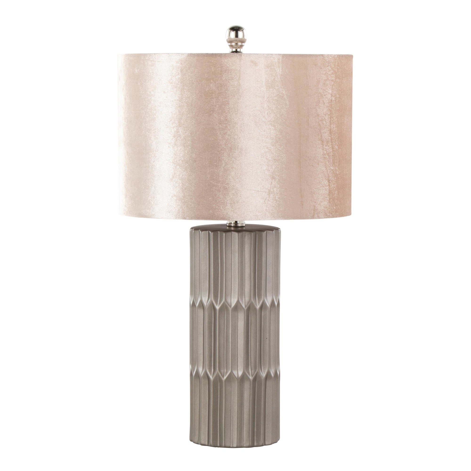 Tania 22" Ceramic Table Lamp - Brown & Metallic Brown Ceramic Body, Champagne Shade