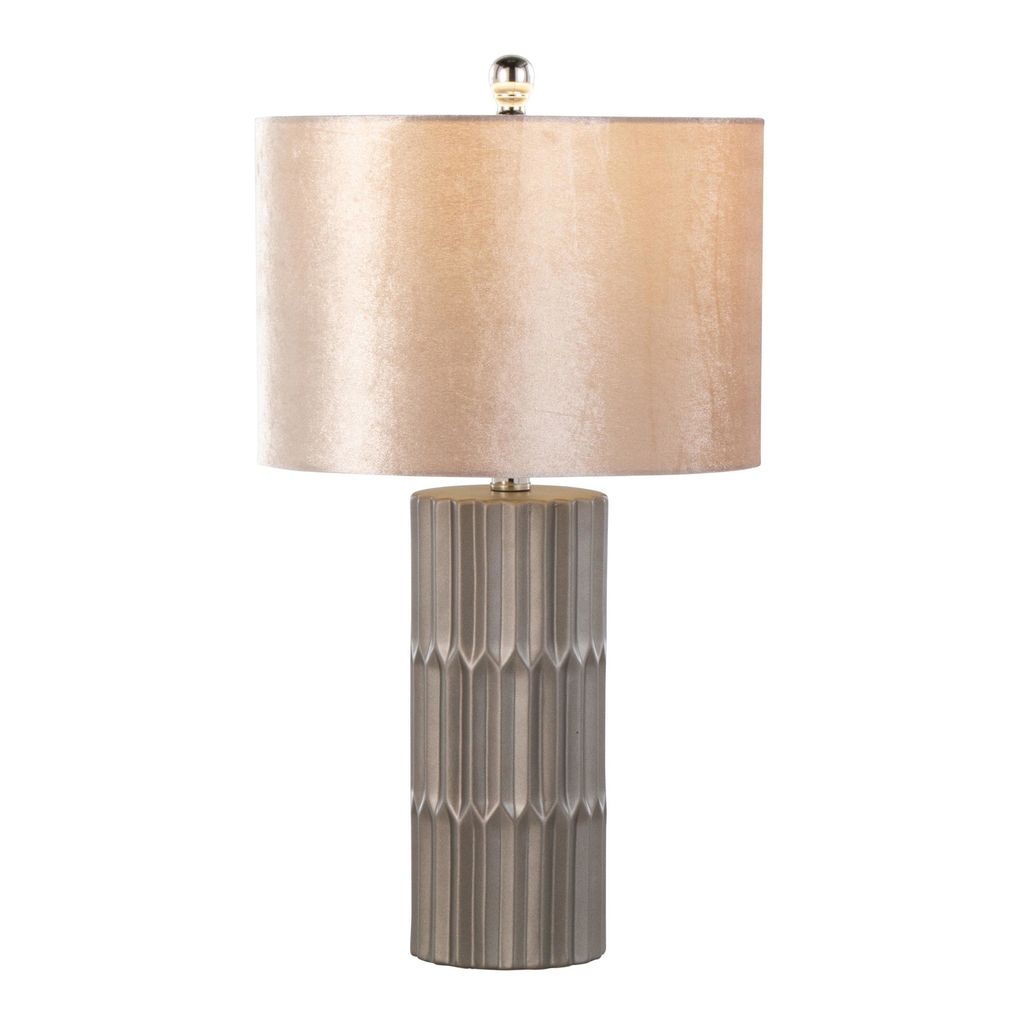 Tania 22" Ceramic Table Lamp - Brown & Metallic Brown Ceramic Body, Champagne Shade