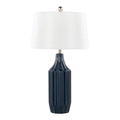 Stella 23" Ceramic Table Lamp - Gloss Dark Blue Ceramic , White Shade