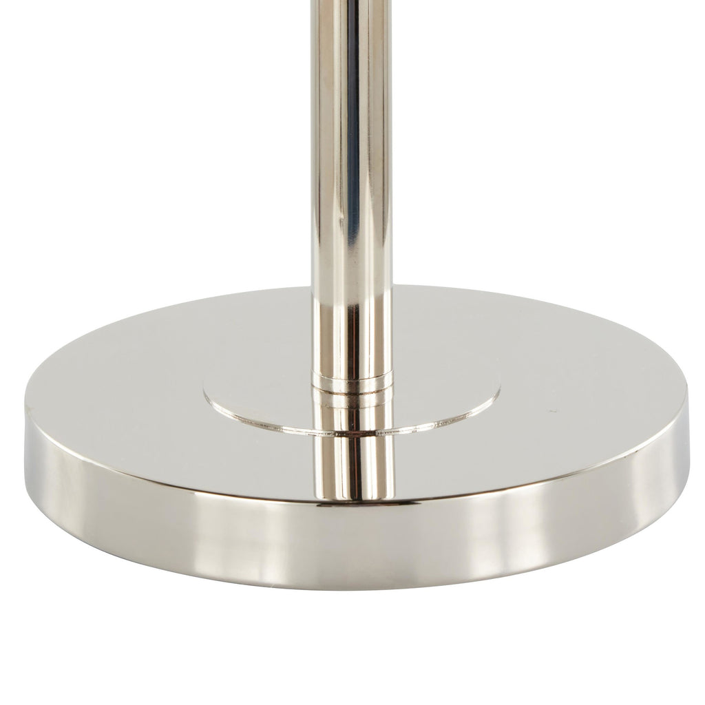 Lily 30" Metal Table Lamp - Polished Nickel, Grey Linen