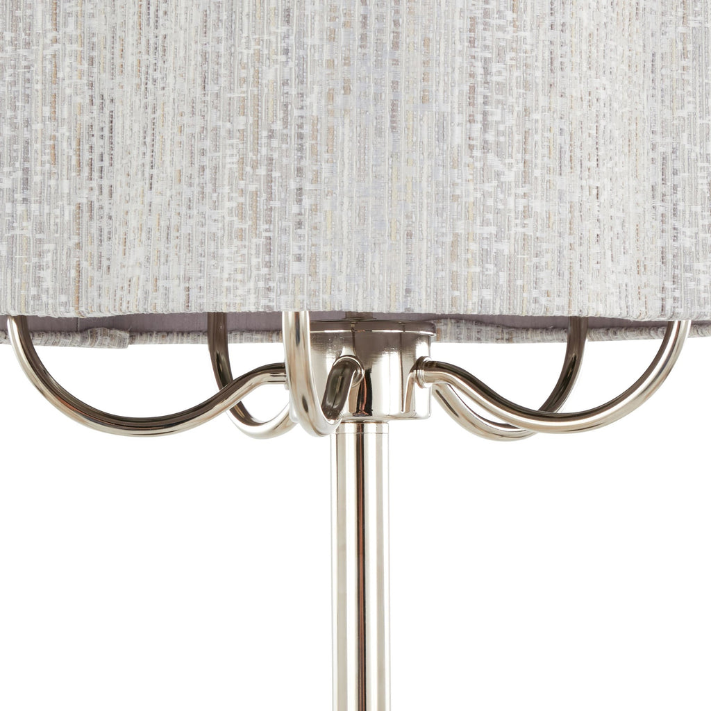 Lily 30" Metal Table Lamp - Polished Nickel, Grey Linen