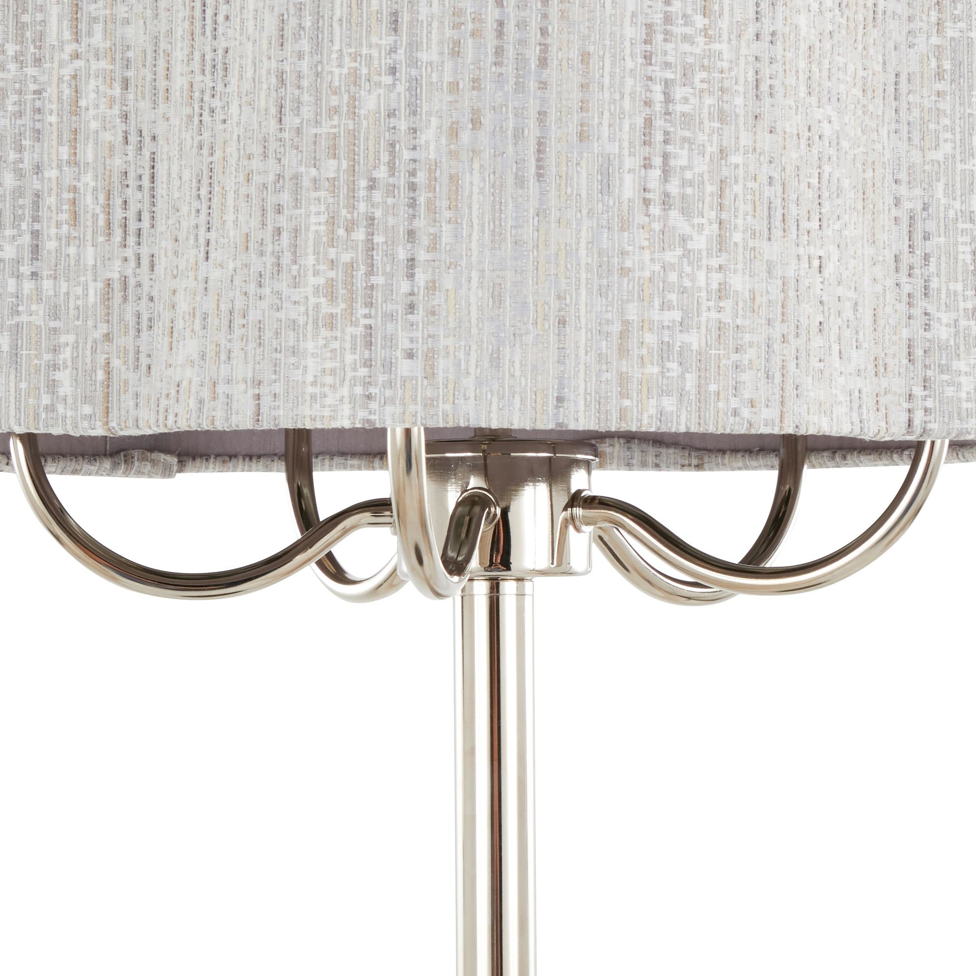 Lily 30" Metal Table Lamp - Polished Nickel, Grey Linen