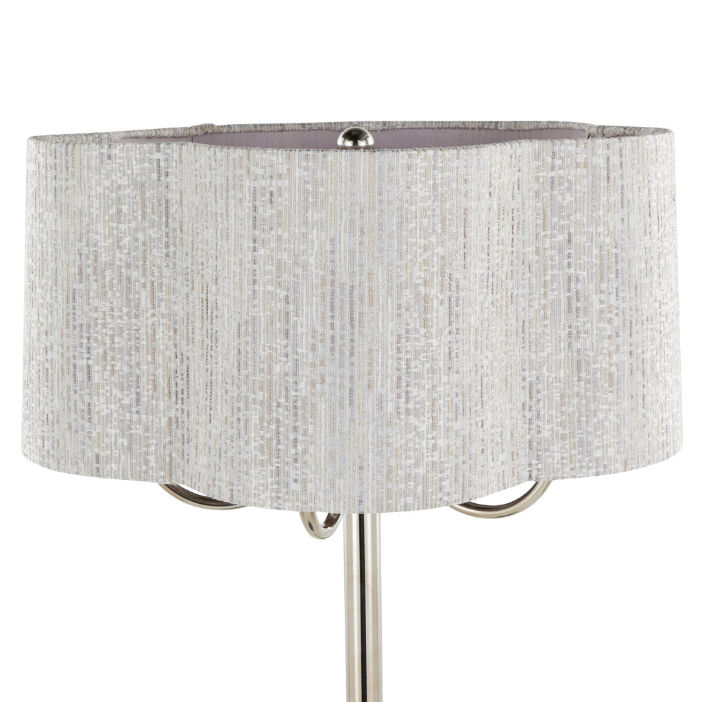 Lily 30" Metal Table Lamp - Polished Nickel, Grey Linen