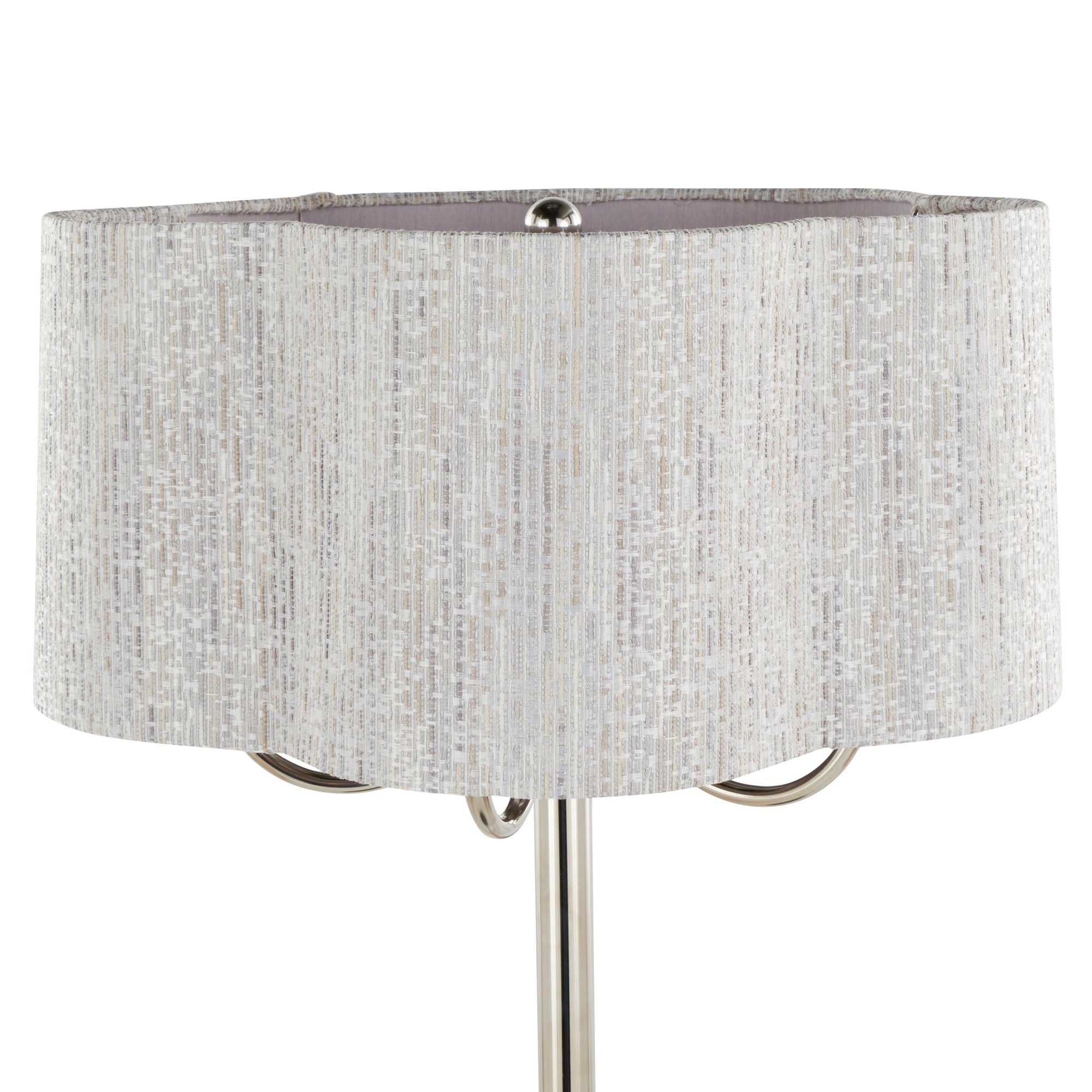 Lily 30" Metal Table Lamp - Polished Nickel, Grey Linen