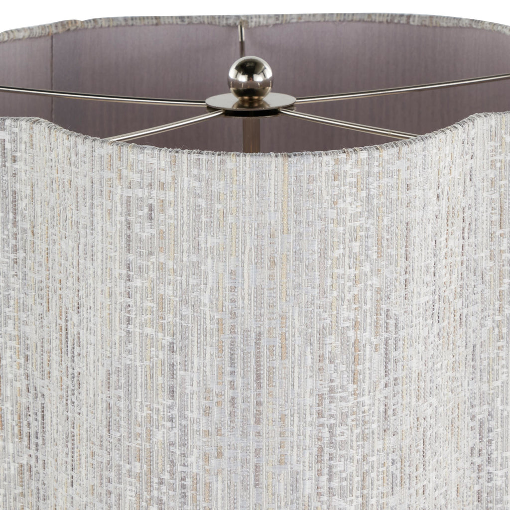 Lily 30" Metal Table Lamp - Polished Nickel, Grey Linen