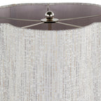 Lily 30" Metal Table Lamp - Polished Nickel, Grey Linen