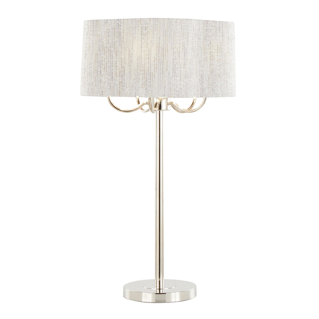 Lily 30" Metal Table Lamp - Polished Nickel, Grey Linen