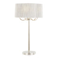 Lily 30" Metal Table Lamp - Polished Nickel, Grey Linen