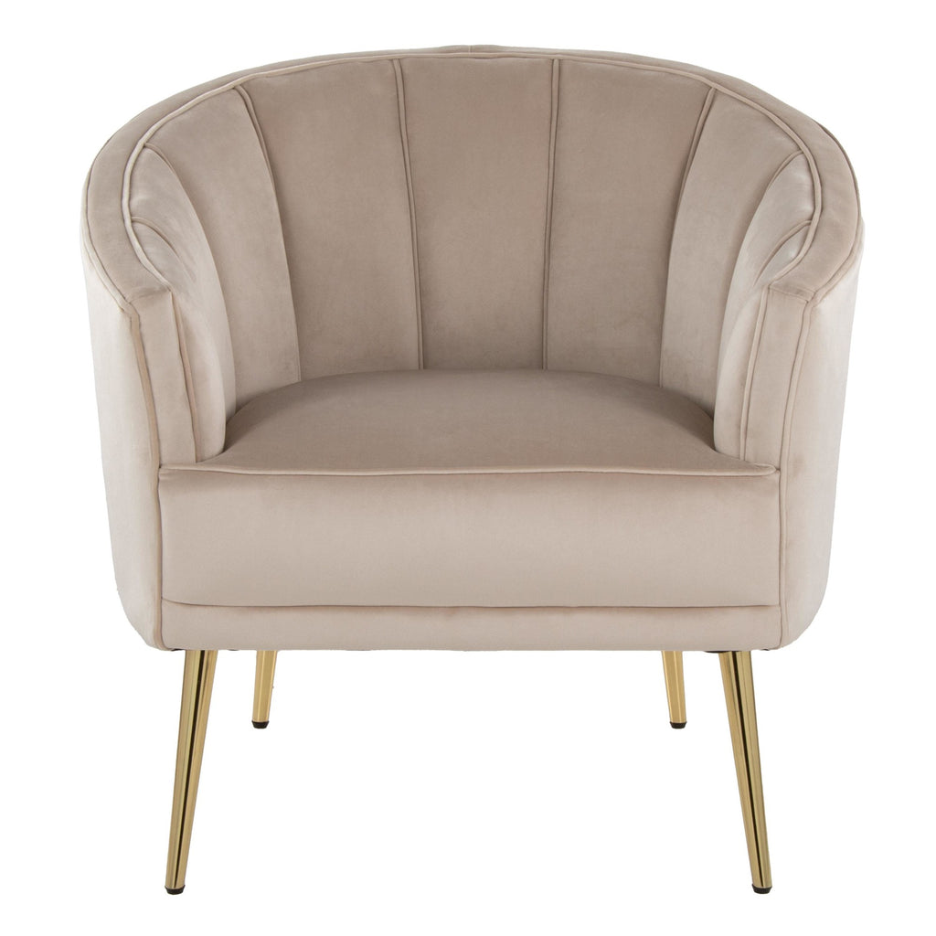 Tania Accent Chair - Gold Metal, Champagne Velvet