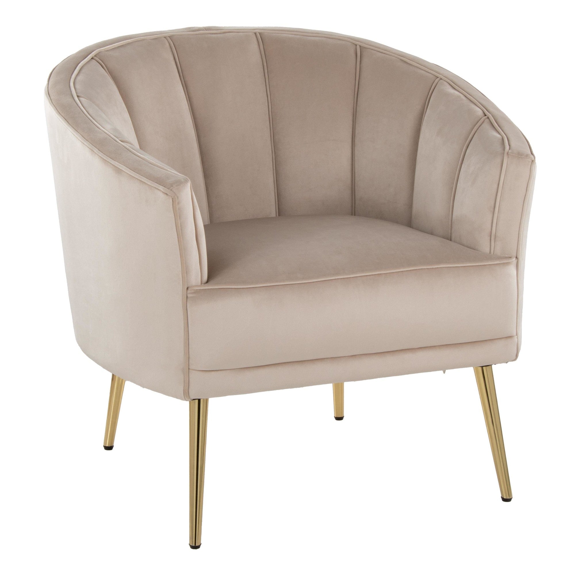 Tania Accent Chair - Gold Metal, Champagne Velvet