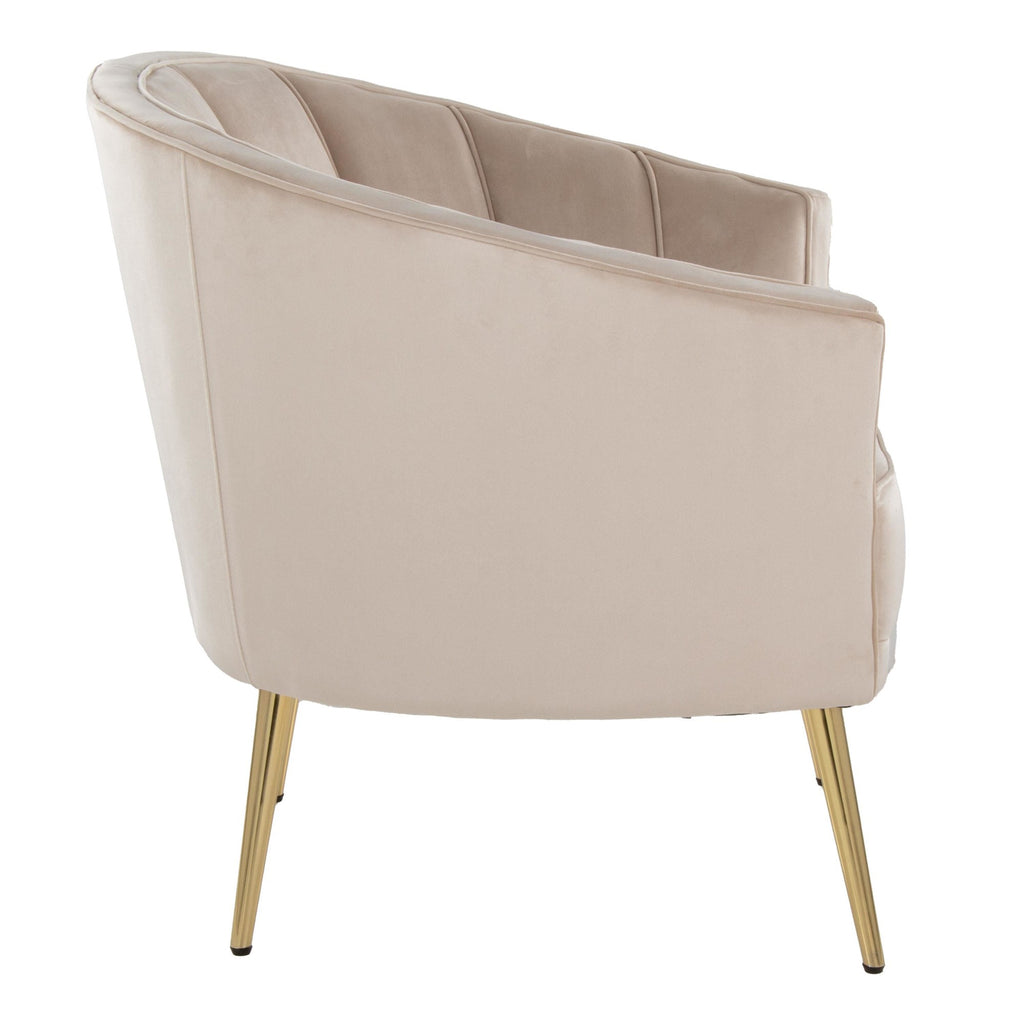 Tania Accent Chair - Gold Metal, Champagne Velvet