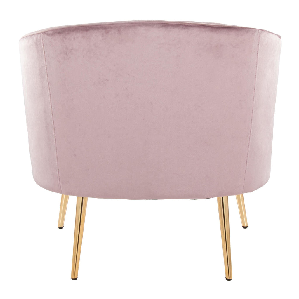 Tania Accent Chair - Gold Metal, Blush Velvet