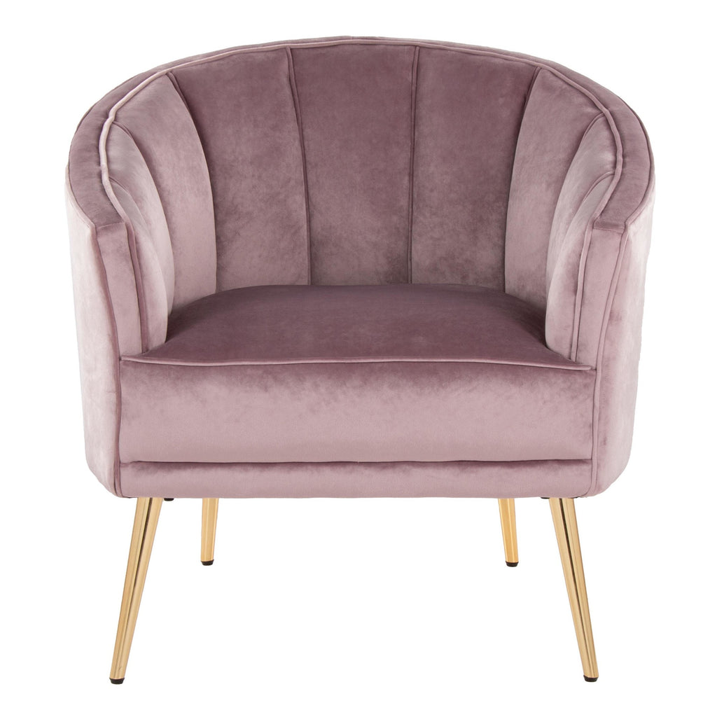 Tania Accent Chair - Gold Metal, Blush Velvet