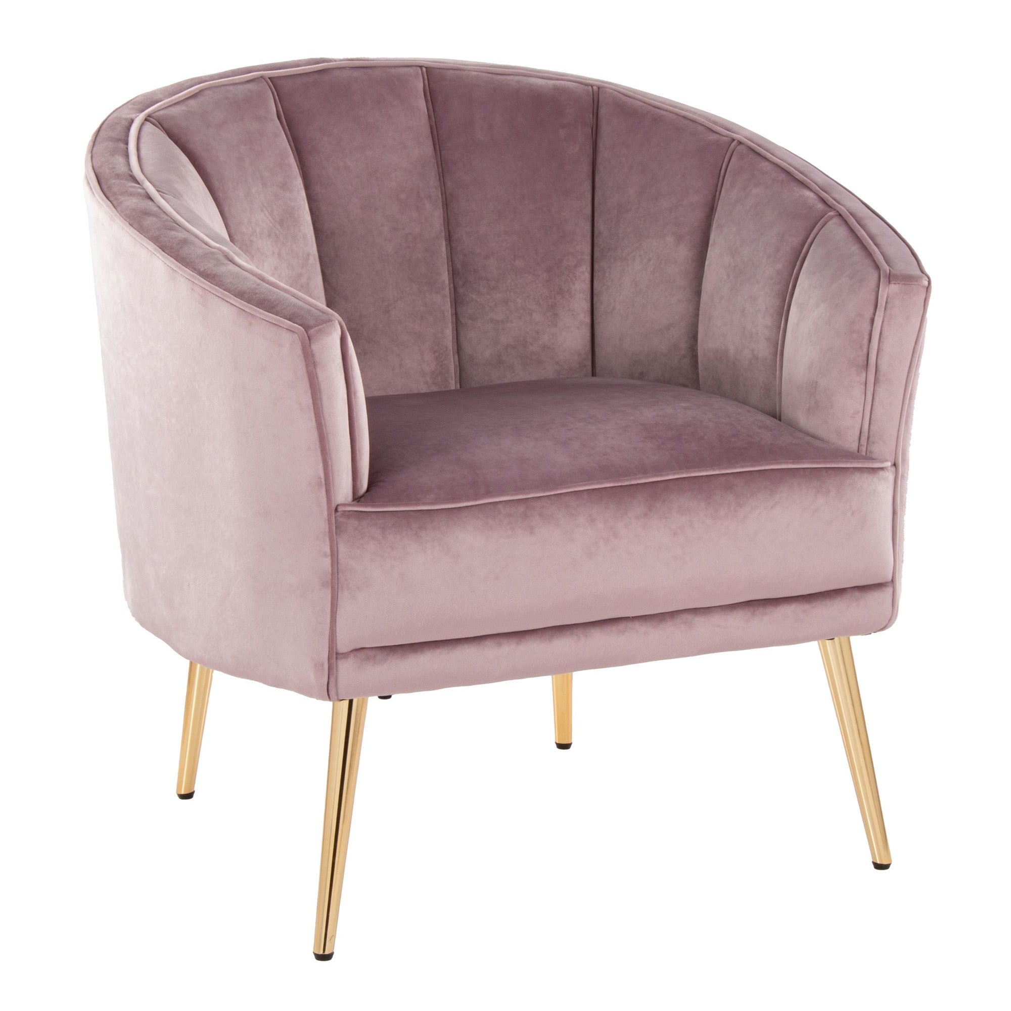 Tania Accent Chair - Gold Metal, Blush Velvet