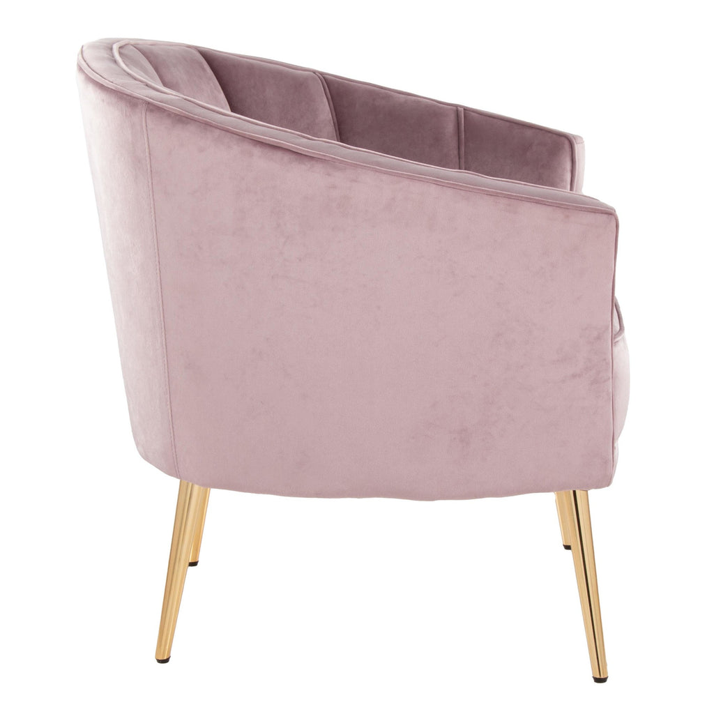 Tania Accent Chair - Gold Metal, Blush Velvet