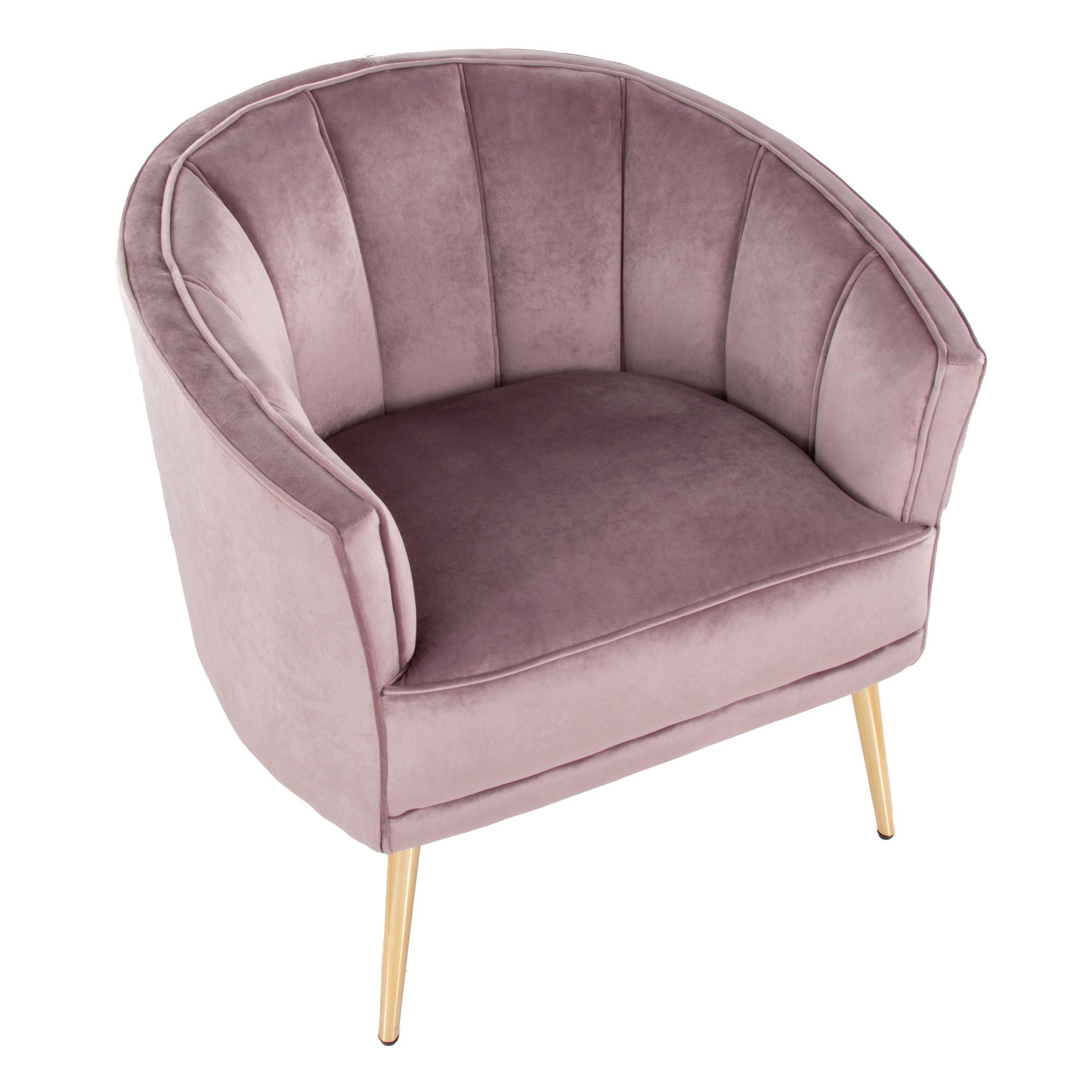 Tania Accent Chair - Gold Metal, Blush Velvet