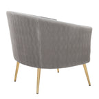 Tania Pleated Waves Accent Chair - Gold Steel, Silver Velvet