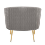 Tania Pleated Waves Accent Chair - Gold Steel, Silver Velvet