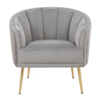 Tania Pleated Waves Accent Chair - Gold Steel, Silver Velvet