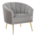 Tania Pleated Waves Accent Chair - Gold Steel, Silver Velvet