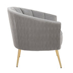 Tania Pleated Waves Accent Chair - Gold Steel, Silver Velvet