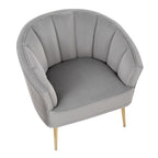 Tania Pleated Waves Accent Chair - Gold Steel, Silver Velvet