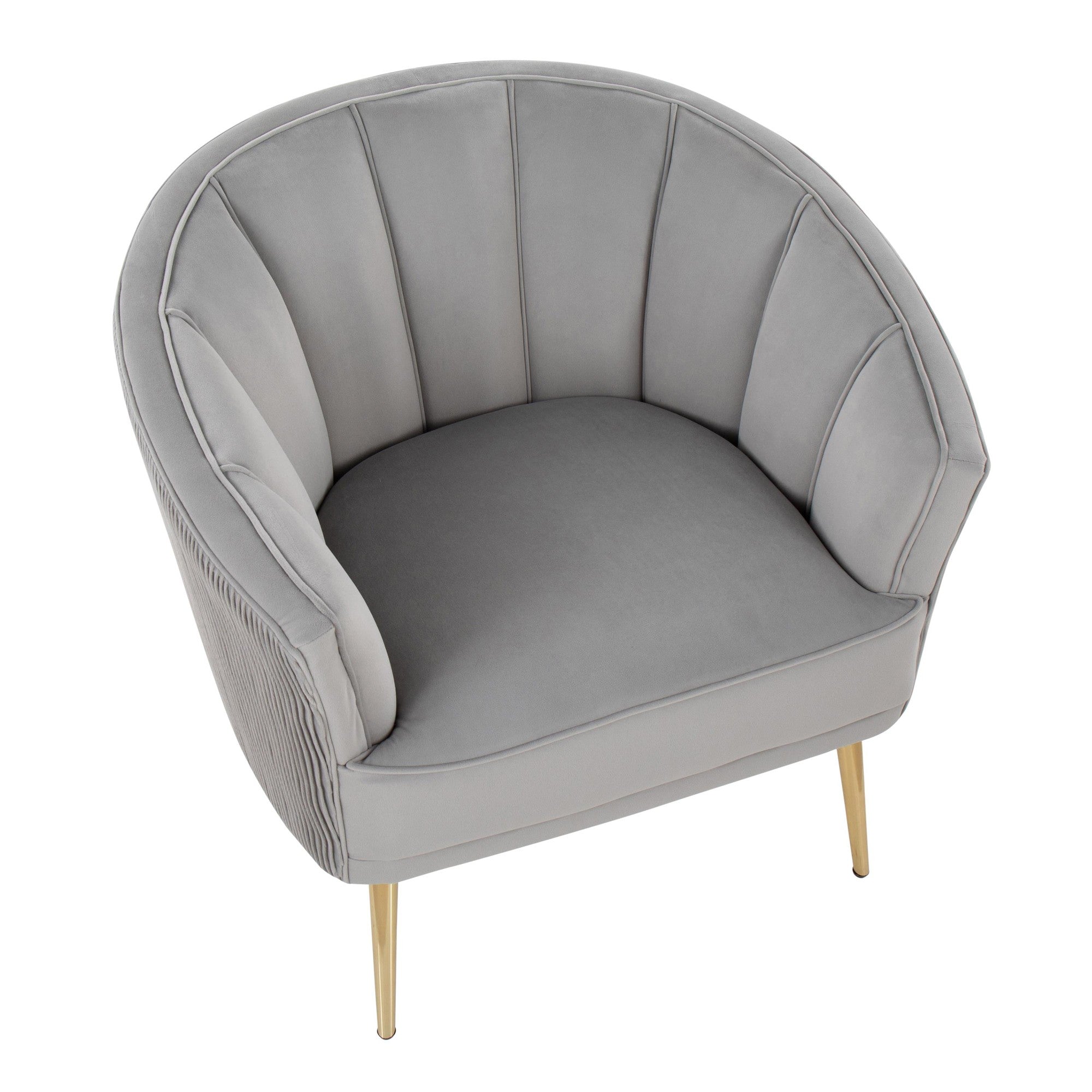 Tania Pleated Waves Accent Chair - Gold Steel, Silver Velvet