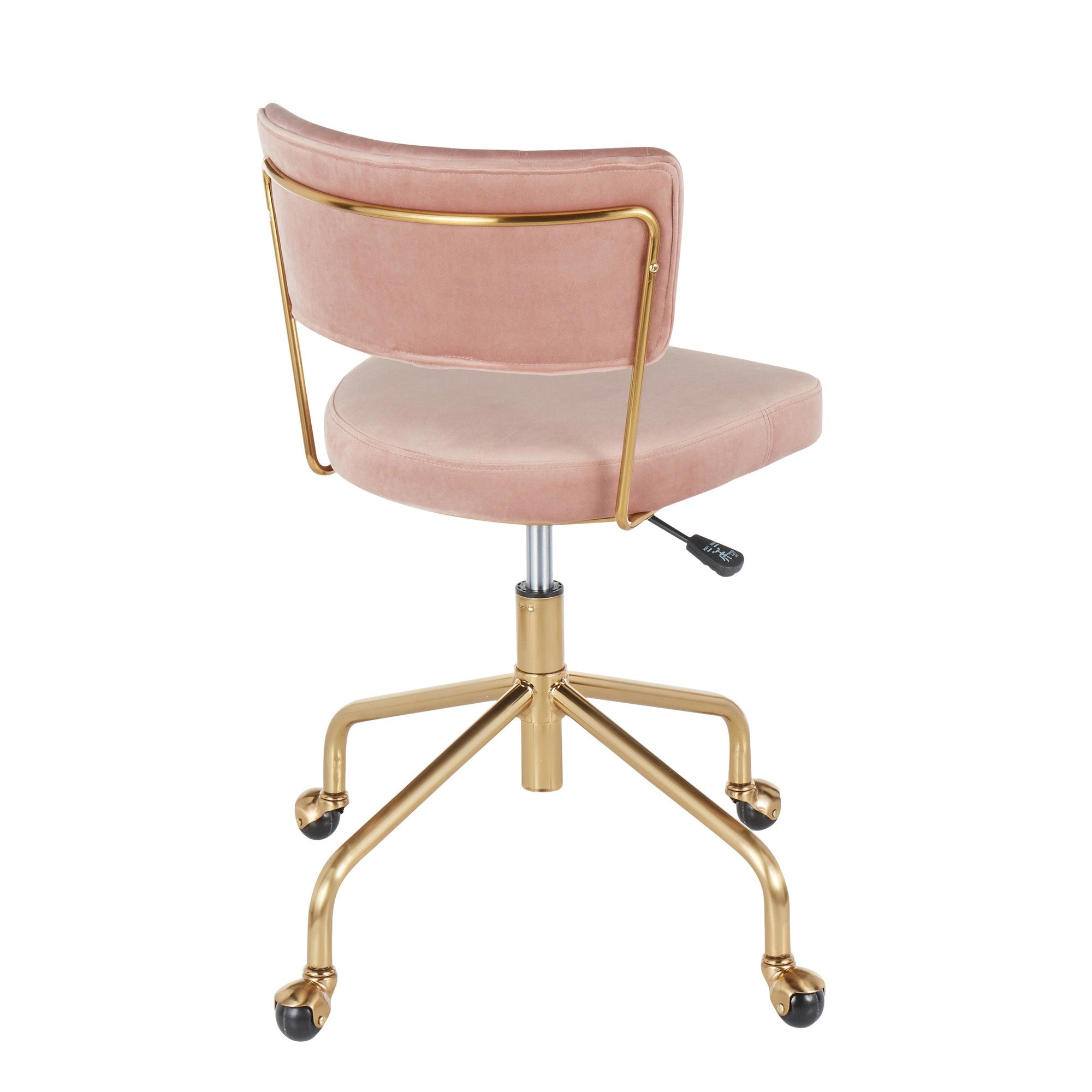 Tania Task Chair - Gold Metal, Pink Velvet