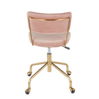Tania Task Chair - Gold Metal, Pink Velvet