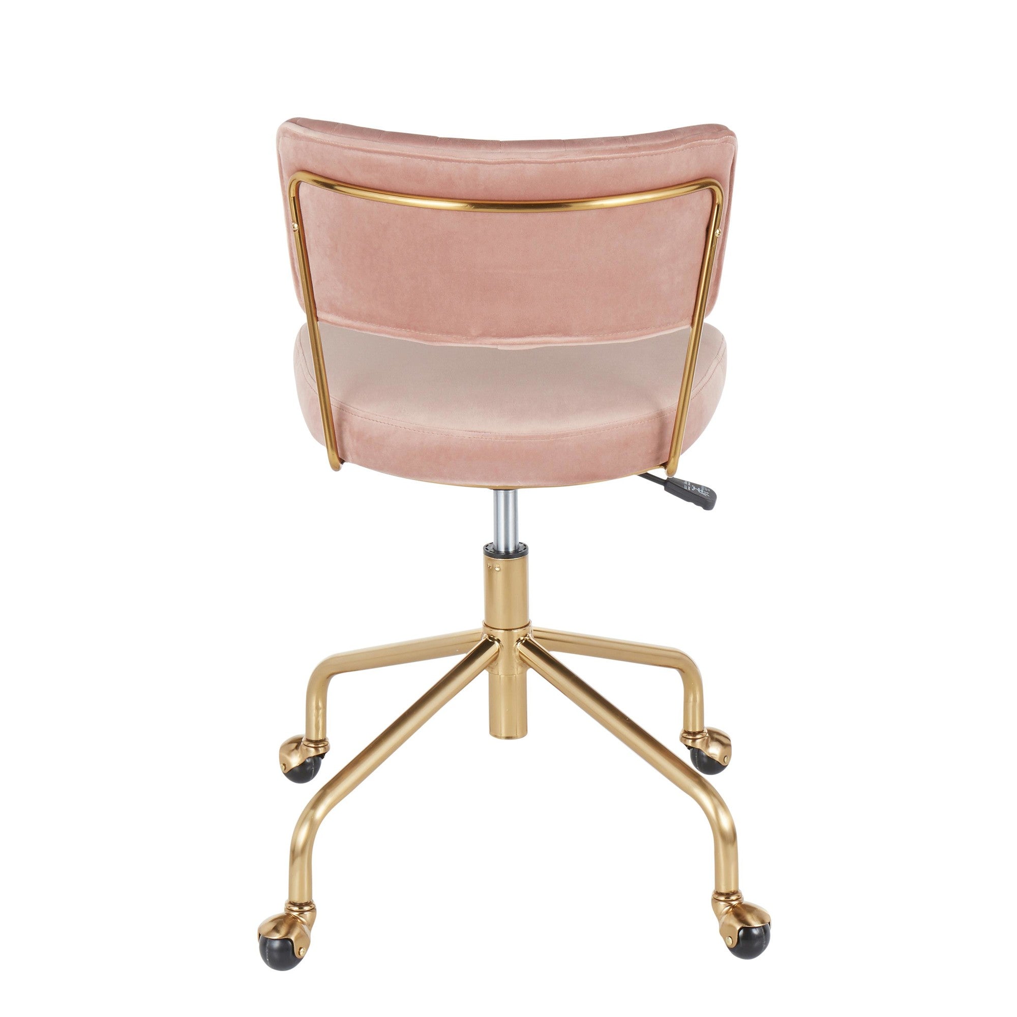 Tania Task Chair - Gold Metal, Pink Velvet