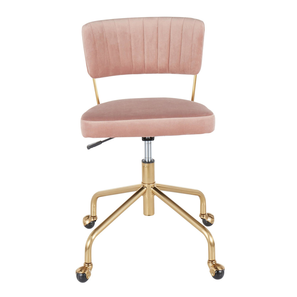 Tania Task Chair - Gold Metal, Pink Velvet