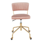 Tania Task Chair - Gold Metal, Pink Velvet