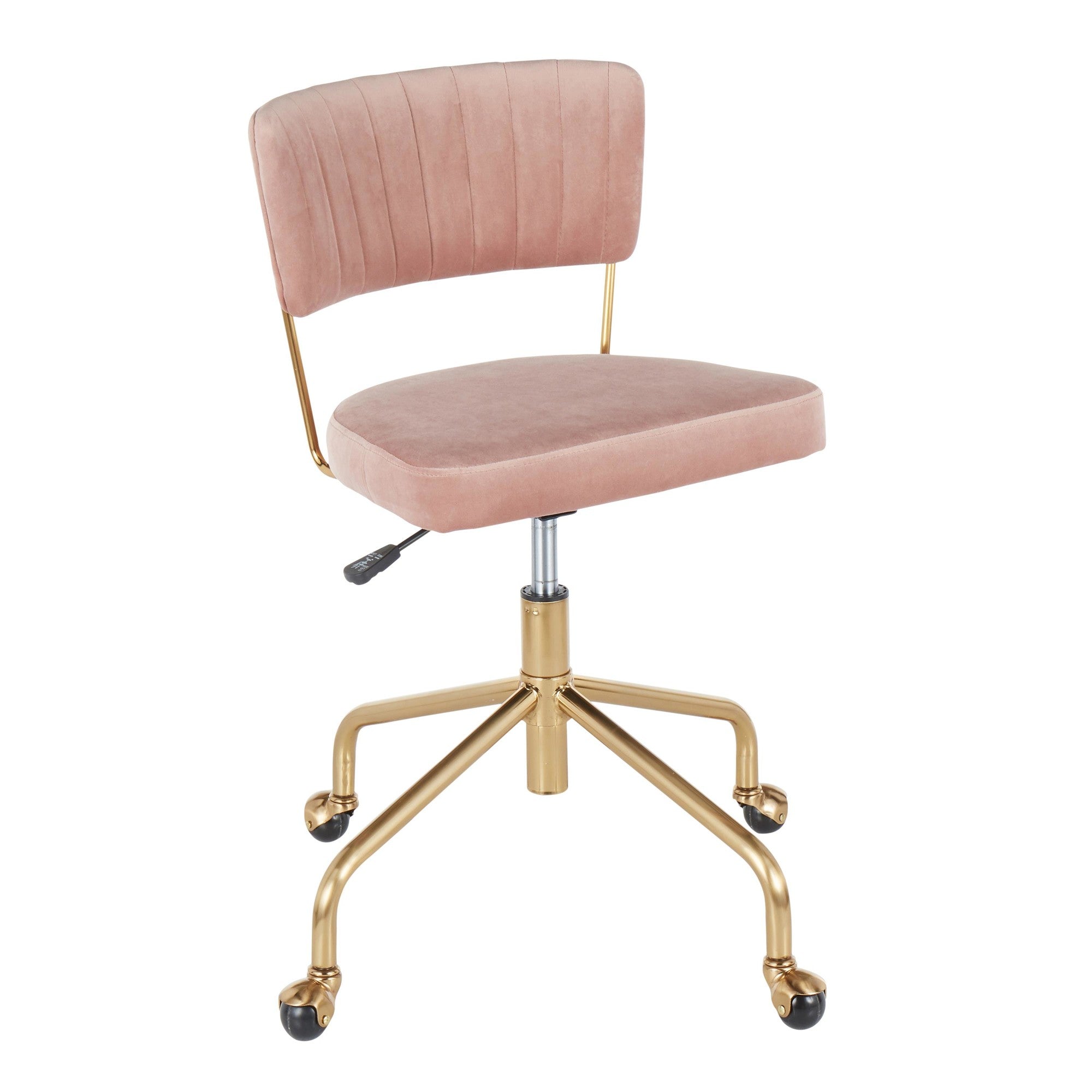 Tania Task Chair - Gold Metal, Pink Velvet
