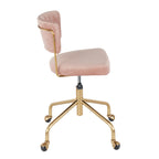 Tania Task Chair - Gold Metal, Pink Velvet