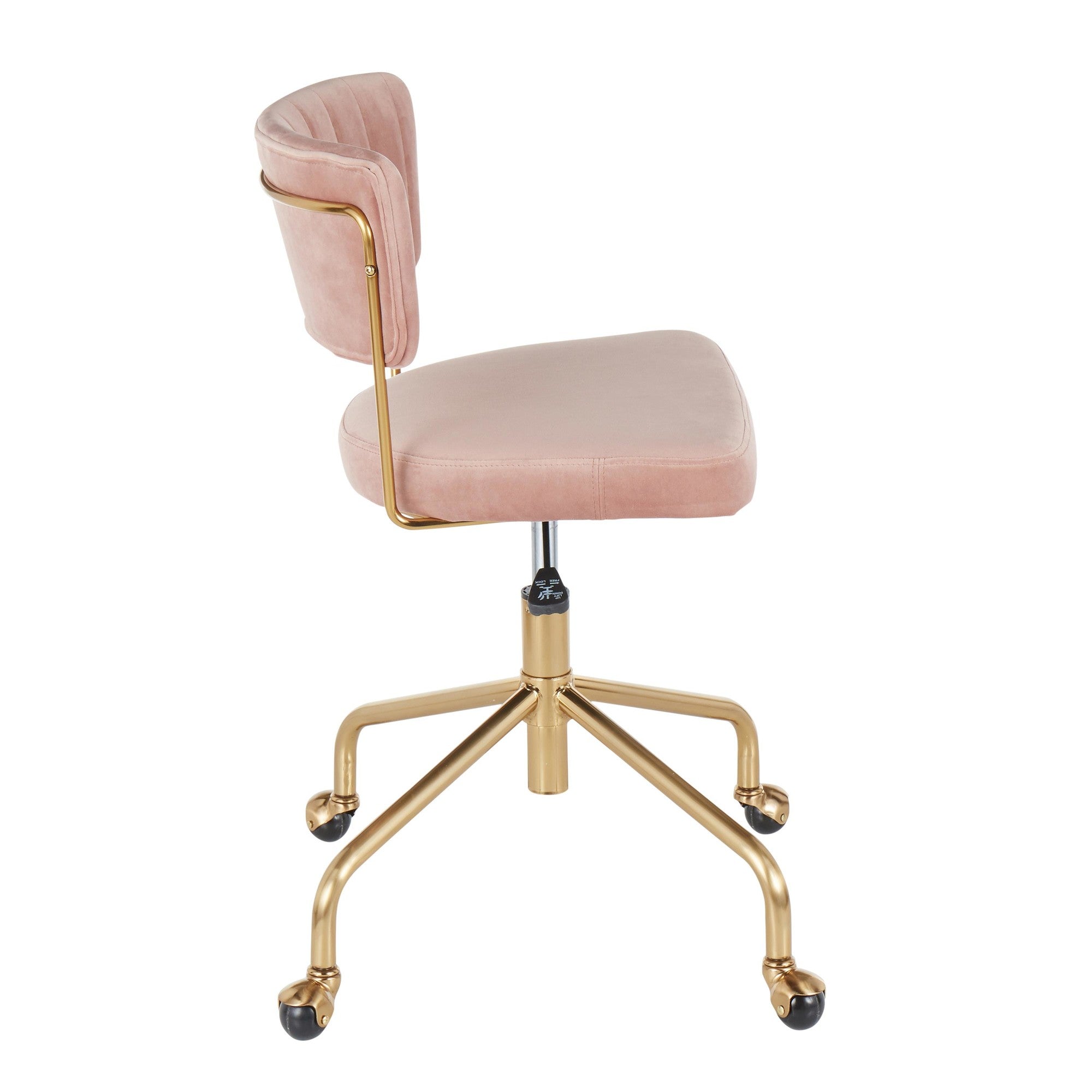 Tania Task Chair - Gold Metal, Pink Velvet