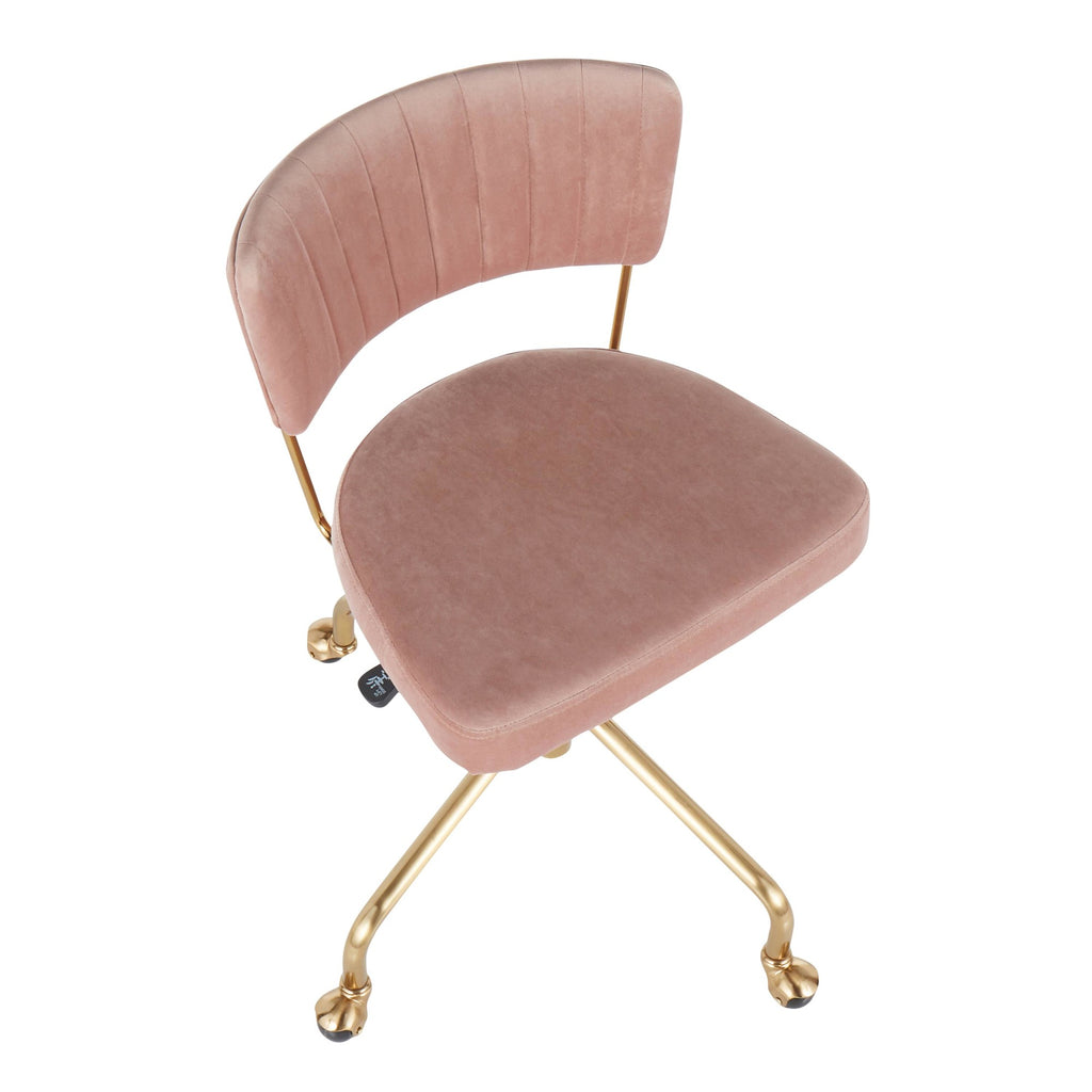 Tania Task Chair - Gold Metal, Pink Velvet