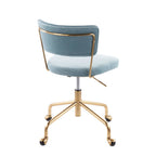 Tania Task Chair - Gold Metal, Light Blue Velvet