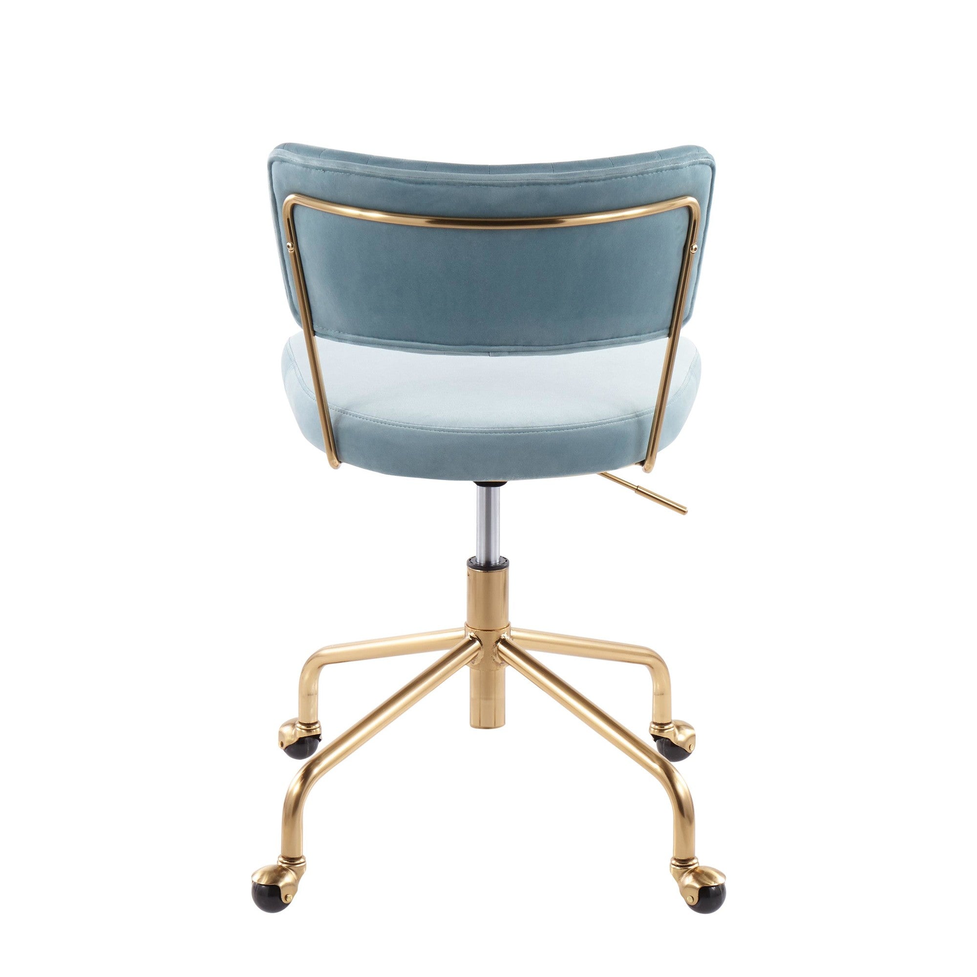 Tania Task Chair - Gold Metal, Light Blue Velvet