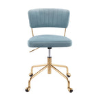 Tania Task Chair - Gold Metal, Light Blue Velvet