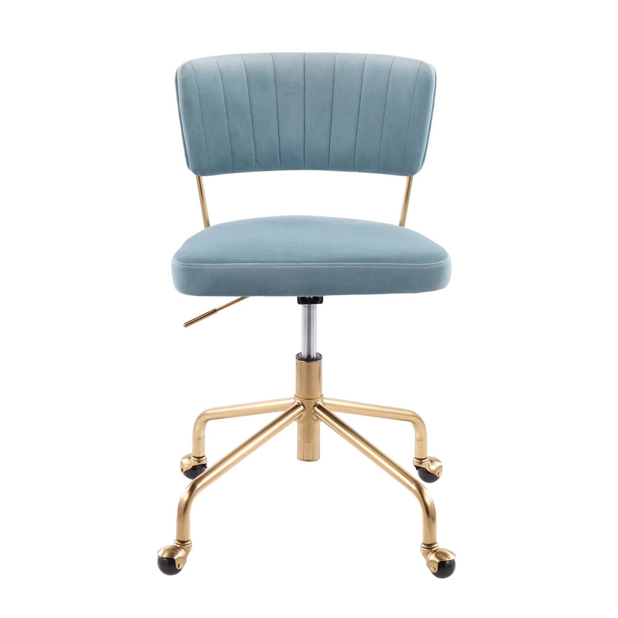 Tania Task Chair - Gold Metal, Light Blue Velvet