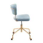 Tania Task Chair - Gold Metal, Light Blue Velvet