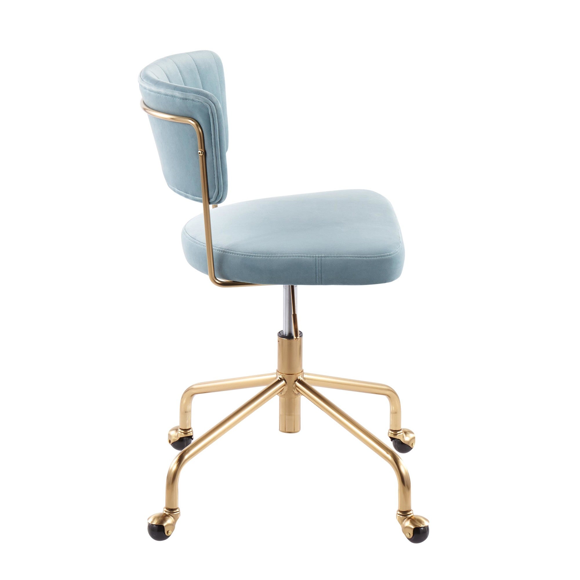 Tania Task Chair - Gold Metal, Light Blue Velvet