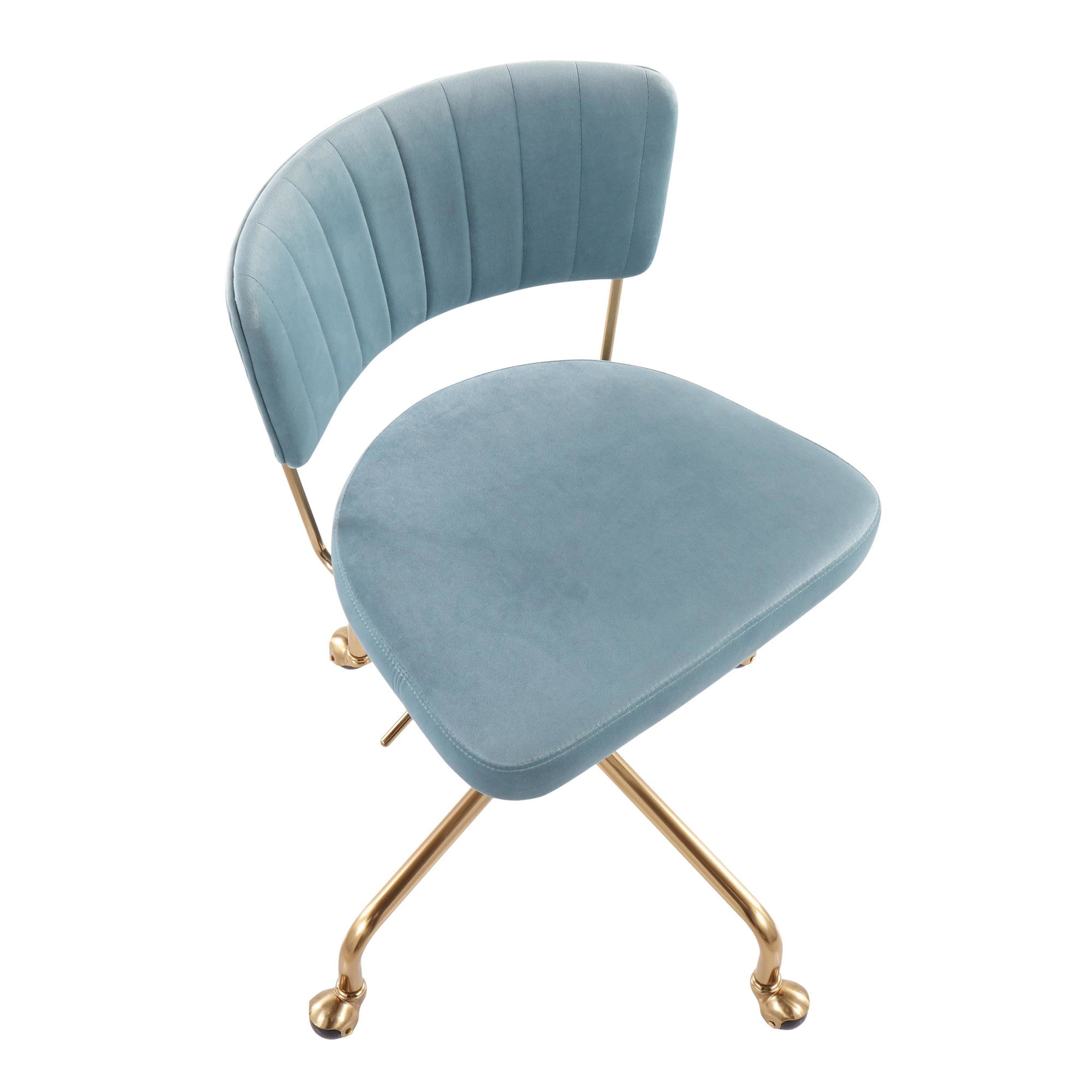 Tania Task Chair - Gold Metal, Light Blue Velvet