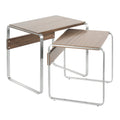Tea Side Nesting Tables - Stainless Steel, Walnut